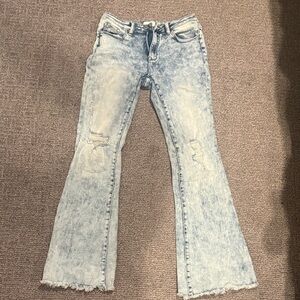 Stylish Acid Wash Flare Jeans